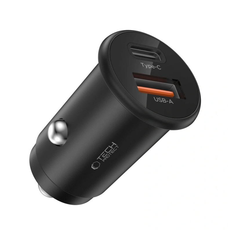 Tech-Protect CC02 2 portu automašīnas lādētājs USB-A / USB-C, PD 35W / QC 3.0, melns (THP4079)