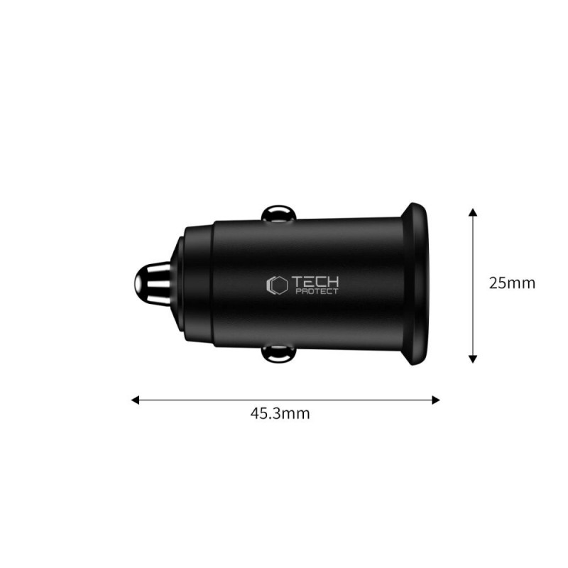 Tech-Protect CC02 2 portu automašīnas lādētājs USB-A / USB-C, PD 35W / QC 3.0, melns (THP4079)