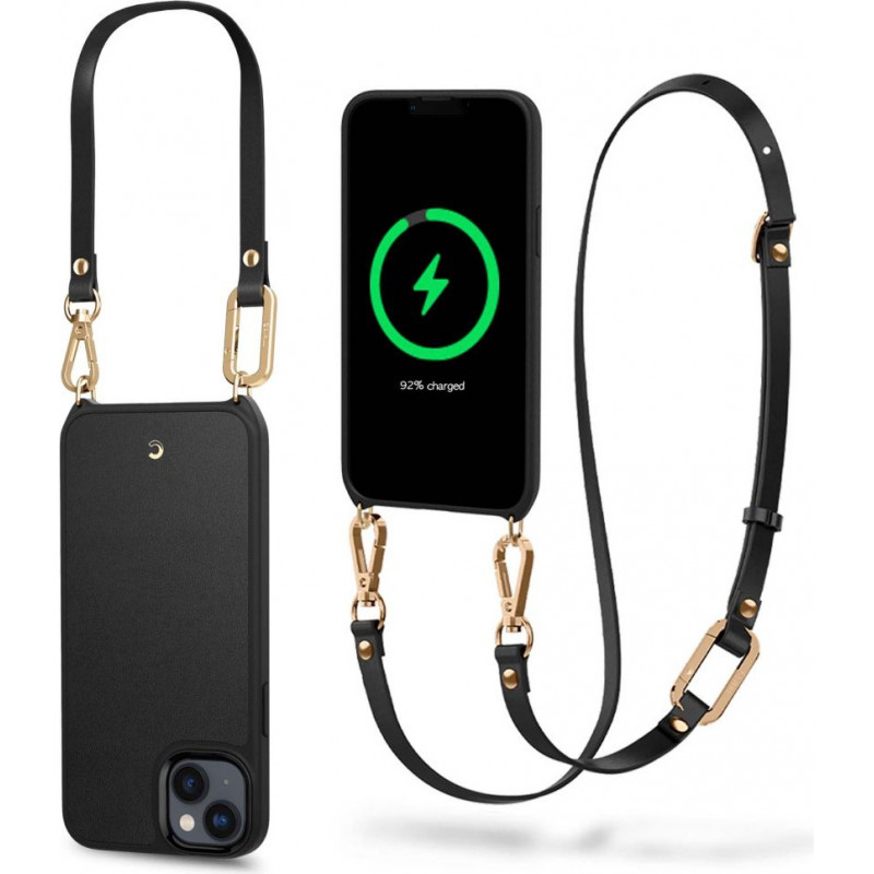 Spigen Cyrill Classic Charm Mag (ACS04948) MagSafe vāciņš ar siksniņu Apple iPhone 14 Plus / 15 Plus, melns