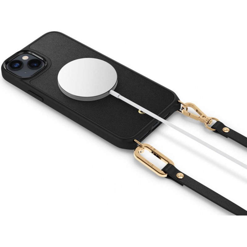 Spigen Cyrill Classic Charm Mag (ACS04948) MagSafe vāciņš ar siksniņu Apple iPhone 14 Plus / 15 Plus, melns