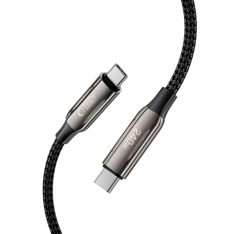 Tech-Protect UB10T Ultraboost USB-C / USB-C kabelis PD240W/QC4.0, 100 cm, melns