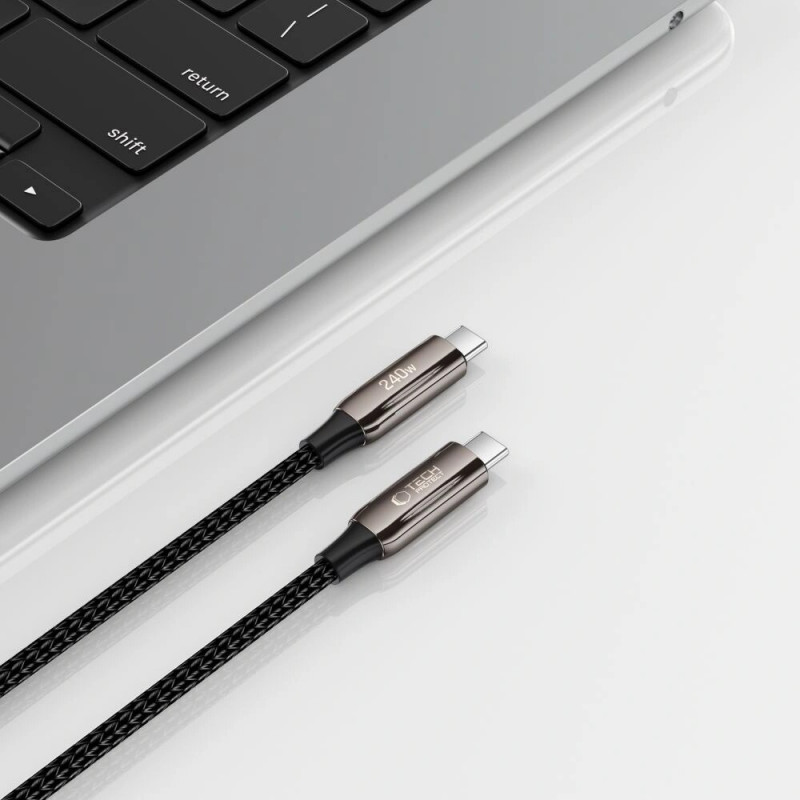 Tech-Protect UB10T Ultraboost USB-C / USB-C kabelis PD240W/QC4.0, 100 cm, melns