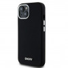 DKNY Apple iPhone 15 cietais futrālis Liquid Silicone Small Metal Logo MagSafe, melns