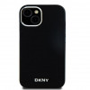DKNY Apple iPhone 15 cietais futrālis Liquid Silicone Small Metal Logo MagSafe, melns