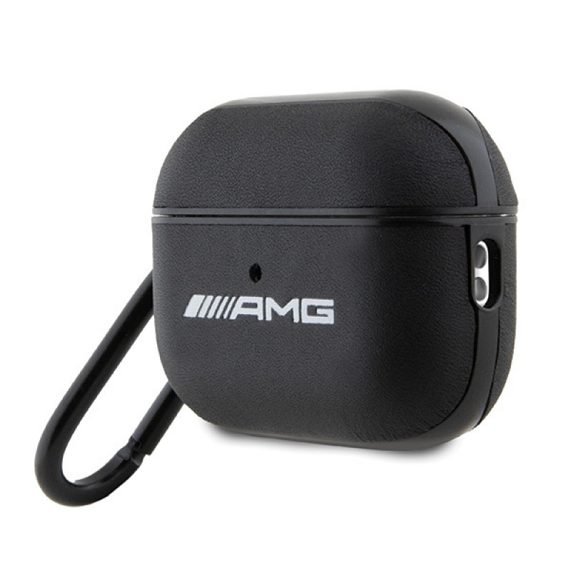 Mercedes-AMG AMAP2SLWK Leather Big Logo vāciņš Apple AirPods Pro 2 (2022/2023), melns, balts logotips