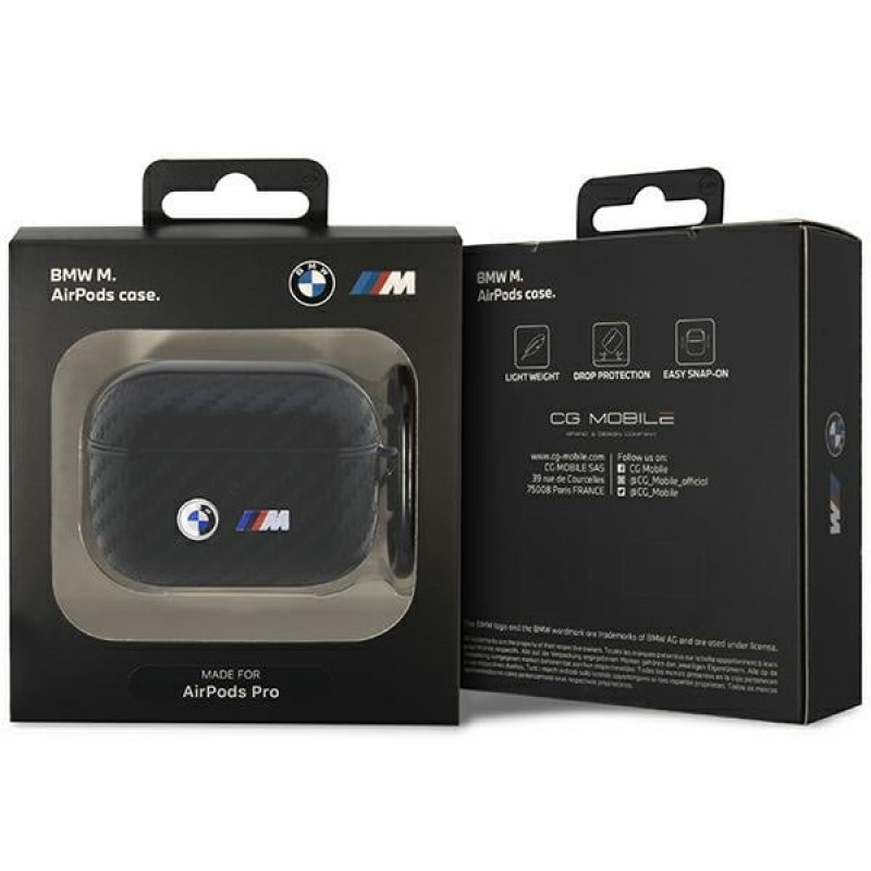 BMW BMAPWMPUCA2 Carbon Double Metal Logo vāciņš Apple AirPods Pro, melns