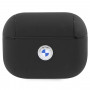 BMW BMAP2SSLBK Signature vāciņš Apple AirPods Pro 2 (2022/2023), melns, īsta āda, sudraba logotips