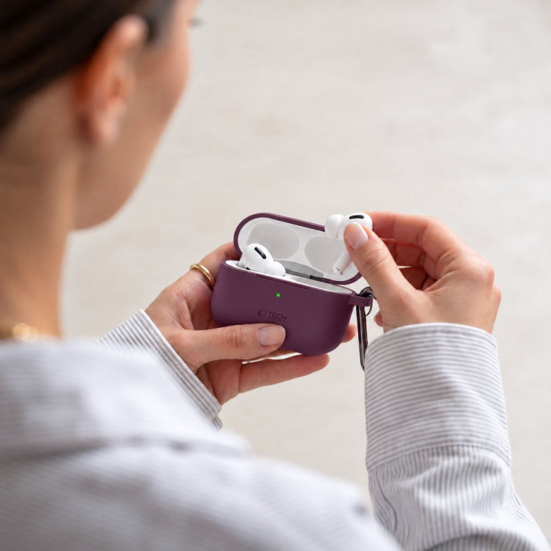 Tech-Protect Silicone Hook THP6103 Apple AirPods Pro 3 uzlādes futrāļa pārvalks, Burgundy
