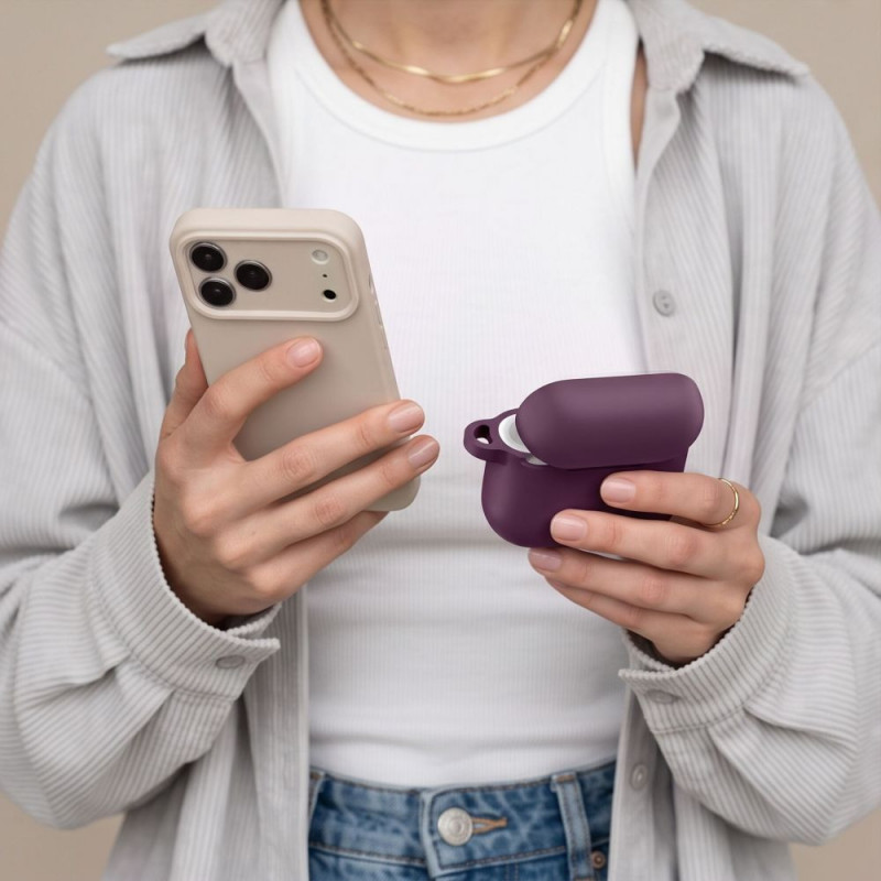 Tech-Protect Silicone Hook THP6103 Apple AirPods Pro 3 uzlādes futrāļa pārvalks, Burgundy