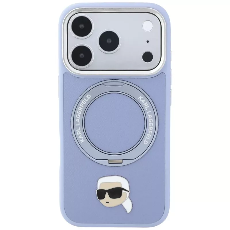Karl Lagerfeld ar Ring Stand 360 Karl Head Pin MagSafe vāciņš Apple iPhone 18 Pro Max / 17 Pro Max, gaiši zils (KF003238)