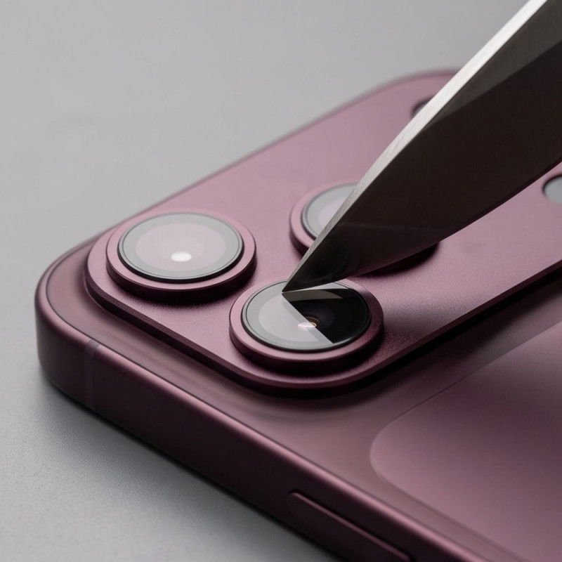 Tech-Protect Camfull Fit+ Apple iPhone 18 Pro Max kameras objektīva aizsargs, Burgundy