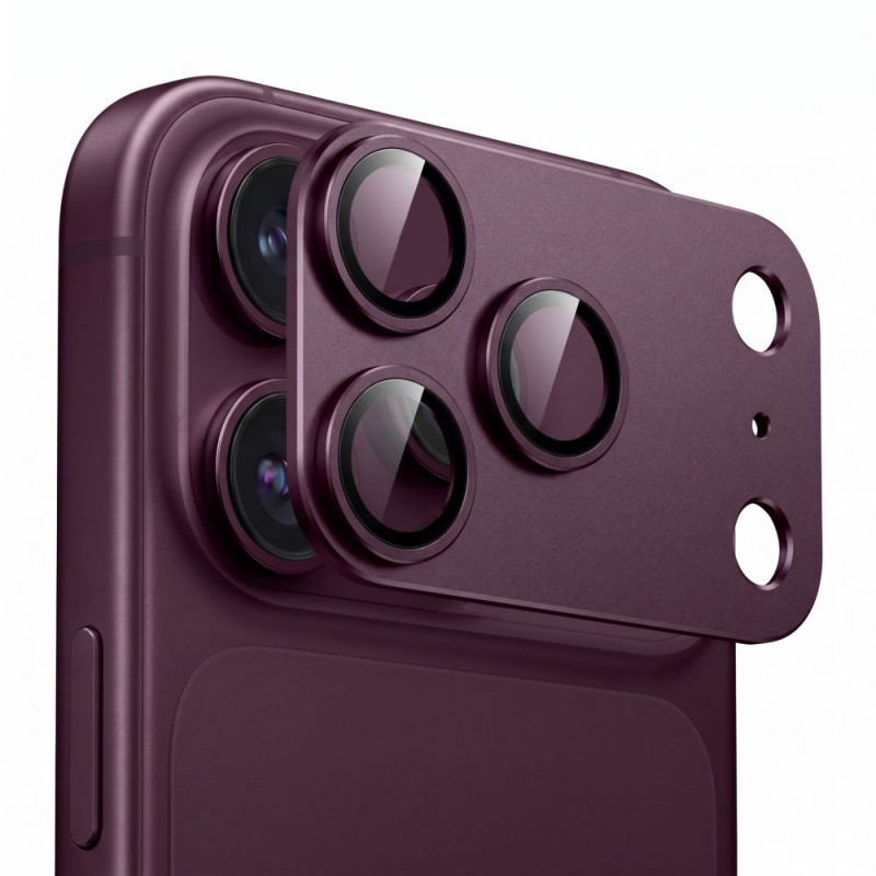 Tech-Protect Camfull Fit+ Apple iPhone 18 Pro kameras objektīva aizsargs, Burgundy