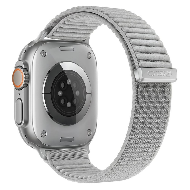 Tech-Protect Nylonloop Apple Watch 8 / 9 / 10 / 11 / 12 / SE / Ultra 44/45/46/49 mm pulksteņa siksniņa, gaiši pelēka