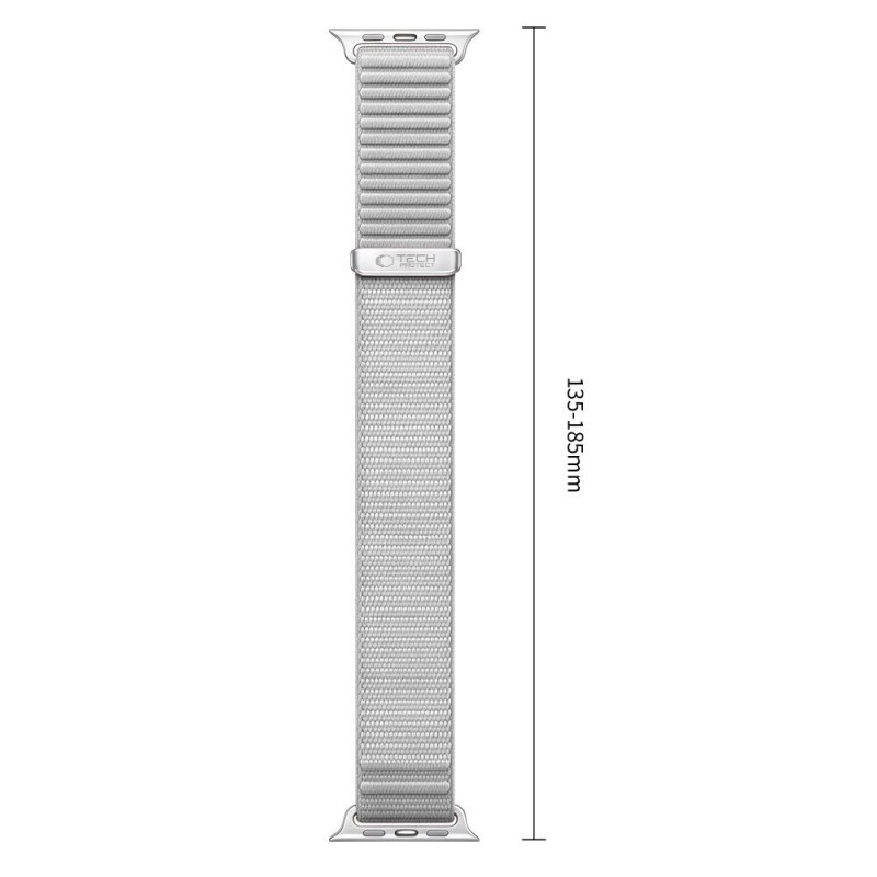 Tech-Protect Nylonloop Apple Watch 8 / 9 / 10 / 11 / 12 / SE / Ultra 44/45/46/49 mm pulksteņa siksniņa, gaiši pelēka