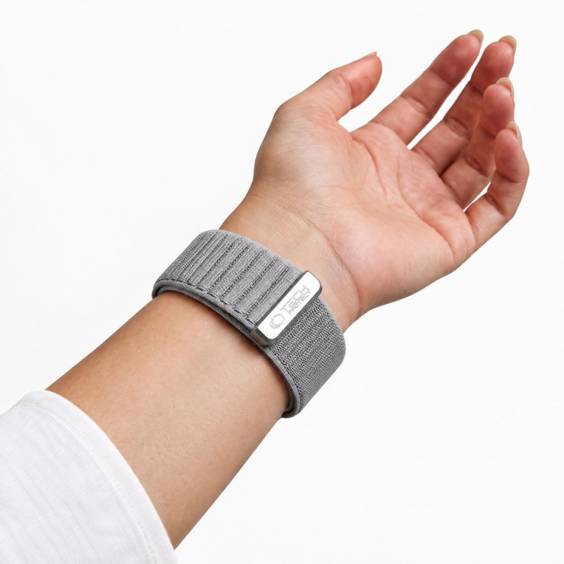 Tech-Protect Nylonloop Apple Watch 8 / 9 / 10 / 11 / 12 / SE / Ultra 44/45/46/49 mm pulksteņa siksniņa, gaiši pelēka