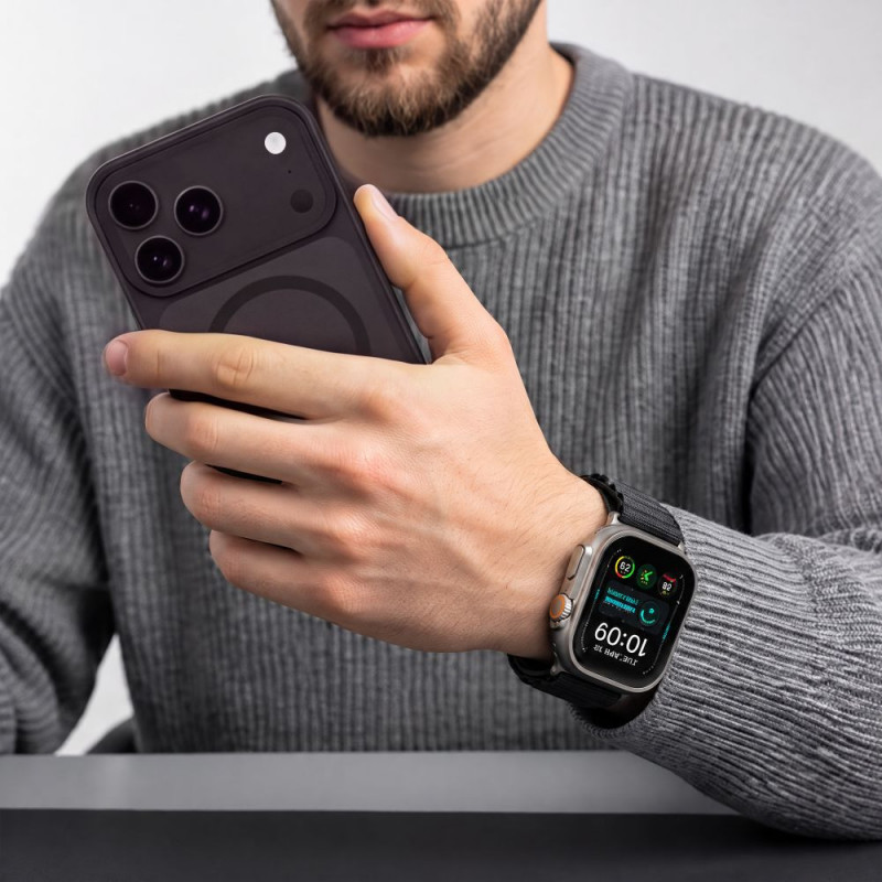 Tech-Protect Nylon Pro Apple Watch 8 / 9 / 10 / 11 / 12 / SE / Ultra 44/45/46/49 mm pulksteņa siksna, melna