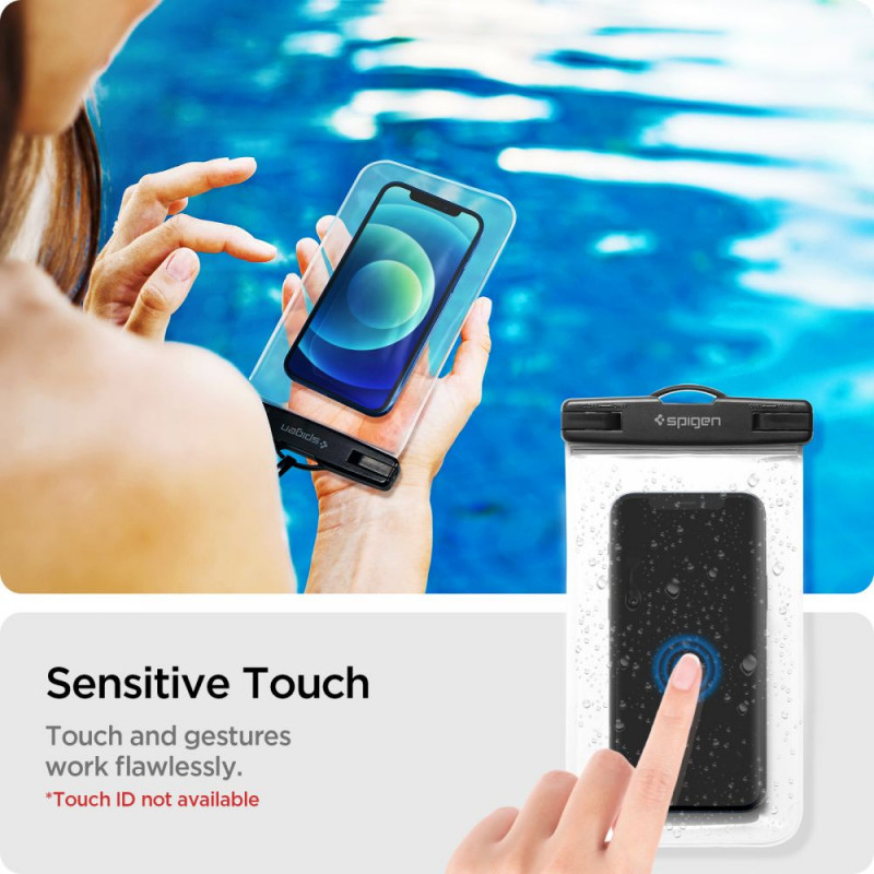 Spigen A601 universālais ūdensnecaurlaidīgais futrālis (2 gab.), Crystal Clear