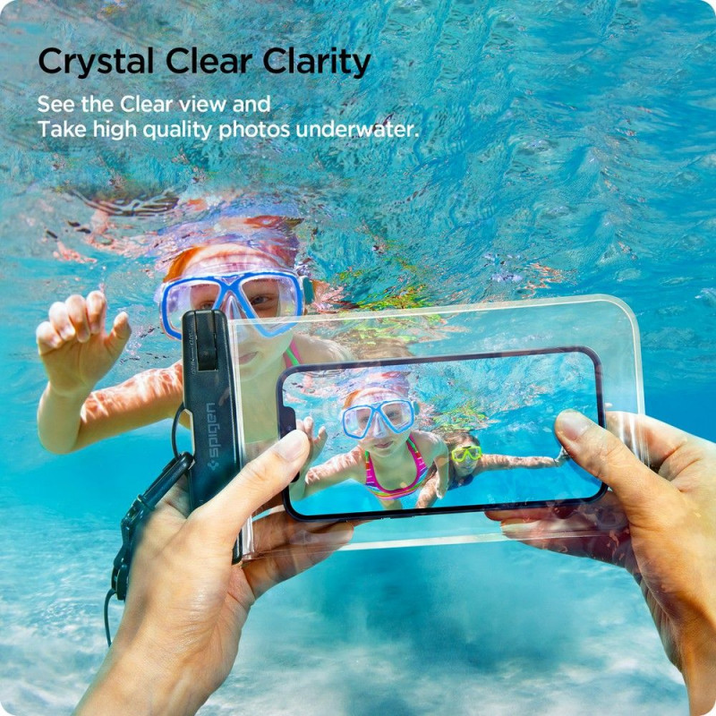 Spigen A601 universālais ūdensnecaurlaidīgais futrālis (2 gab.), Crystal Clear