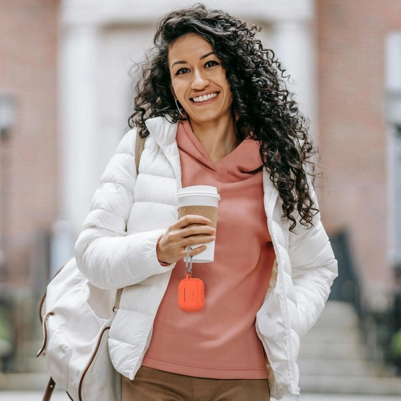 Tech-Protect silikona maciņš ar āķi Apple AirPods Pro 1 / 2, Cafe Latte