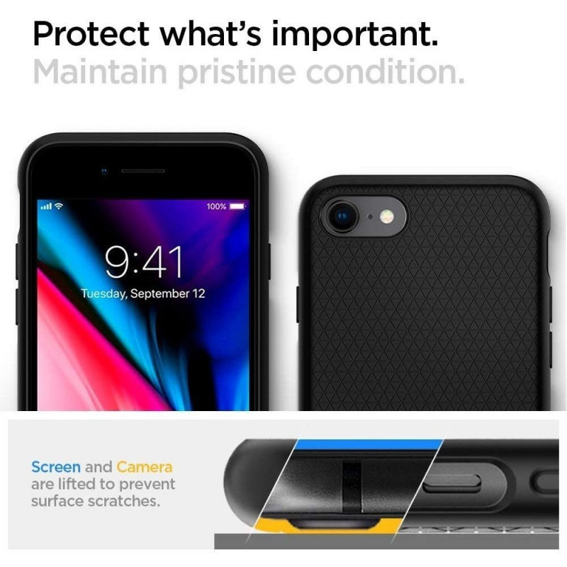 Spigen Liquid Air apvalks Apple iPhone SE 2022 / SE 2020 / 8 / 7, melns