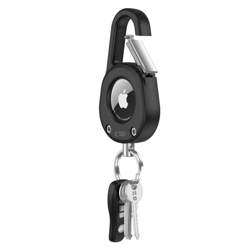 Tech-Protect Slidelock Carabiner atslēgu piekariņa maciņš Apple AirTag 1/2, melns