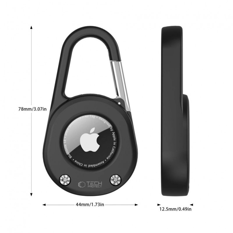 Tech-Protect Slidelock Carabiner atslēgu piekariņa maciņš Apple AirTag 1/2, melns