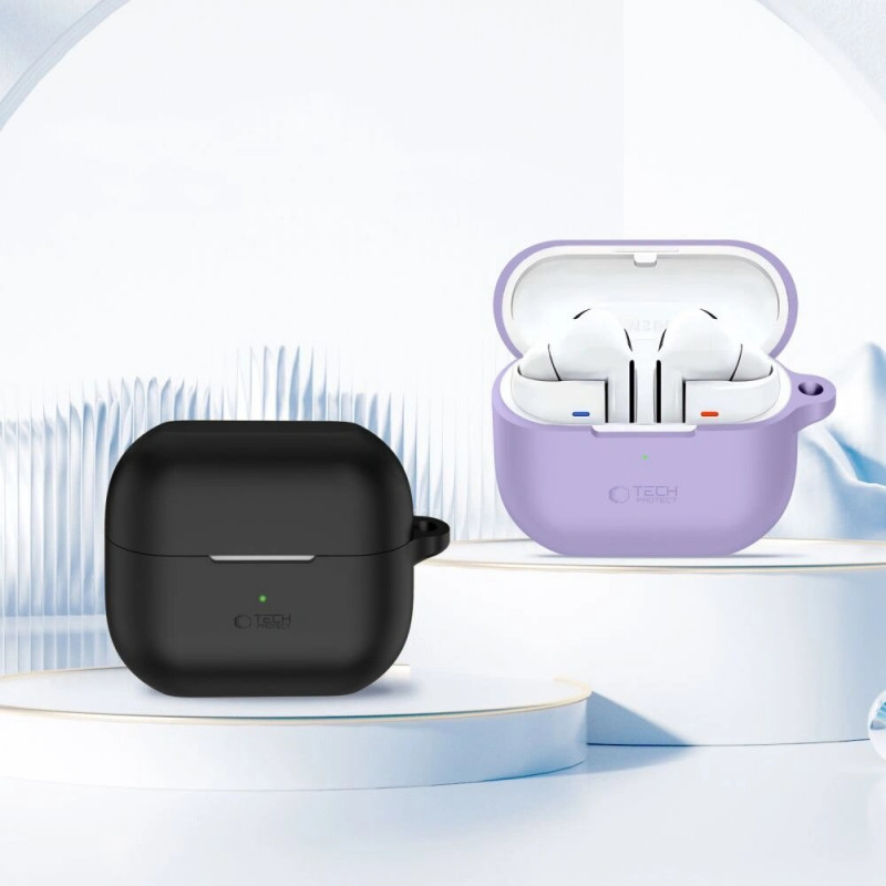 Tech-Protect silikona maciņš ar āķi Samsung Galaxy Buds 3 / 3 FE / 3 Pro, lavandas krāsā