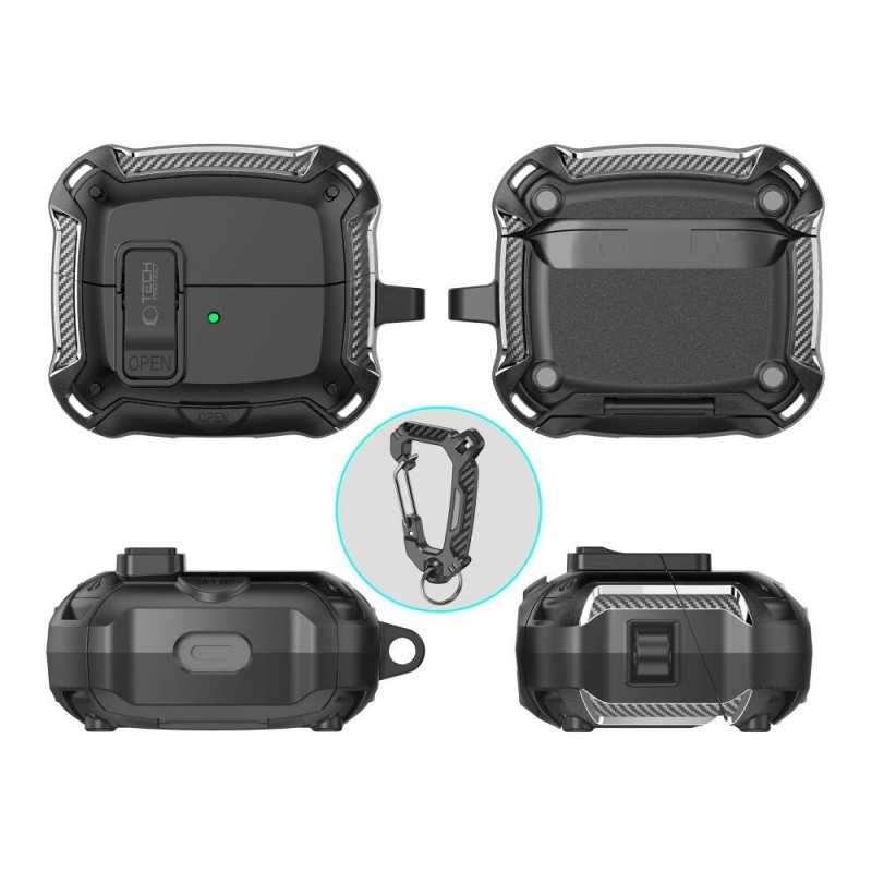 Tech-Protect Carbonox MagSafe maciņš THP4736 Samsung Galaxy Buds 3 / 3 FE / 3 Pro, melns