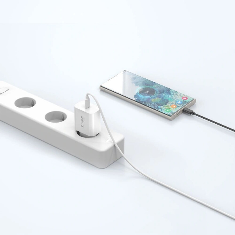 Tech-Protect NC20W 1 portu USB-C sienas lādētājs PD20W, balts