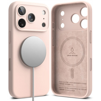 Ringke silikona magnētiskais MagSafe futrālis Apple iPhone 18 Pro, Pink Sand