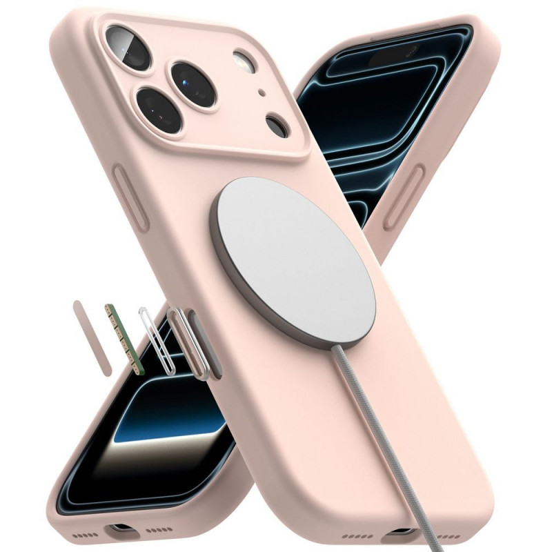 Ringke silikona magnētiskais MagSafe futrālis Apple iPhone 18 Pro, Pink Sand