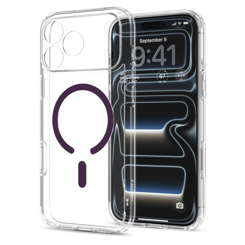 Spigen Ultra Hybrid MagSafe vāciņš Apple iPhone 17 Pro / 18 Pro, caurspīdīgs/bordo