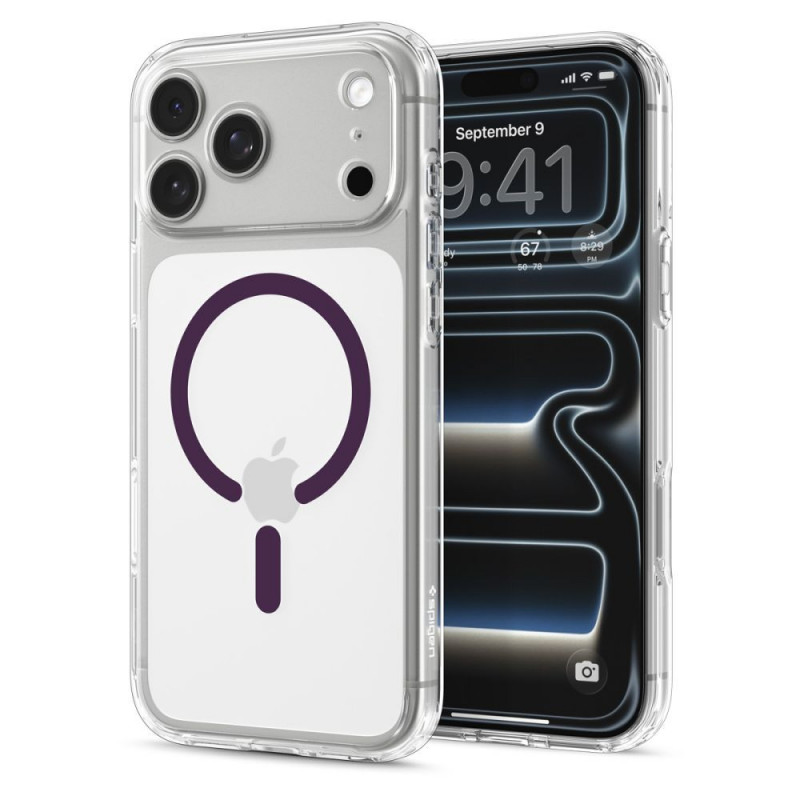 Spigen Ultra Hybrid MagSafe vāciņš Apple iPhone 17 Pro Max / 18 Pro Max, caurspīdīgs/bordo