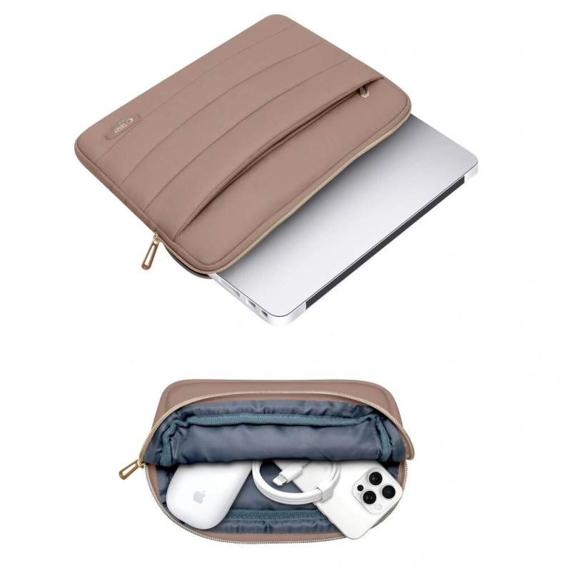 Tech-Protect Puffy portatīvā datora 15-16" maciņš ar piederumu somiņu, Walnut