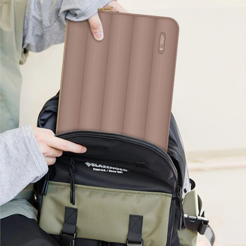 Tech-Protect Puffy portatīvā datora 15-16" maciņš ar piederumu somiņu, Walnut