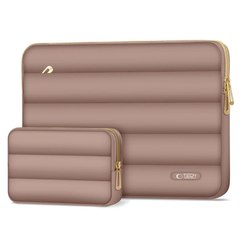 Tech-Protect Puffy portatīvā datora 13-14" maciņš ar piederumu somiņu, Walnut