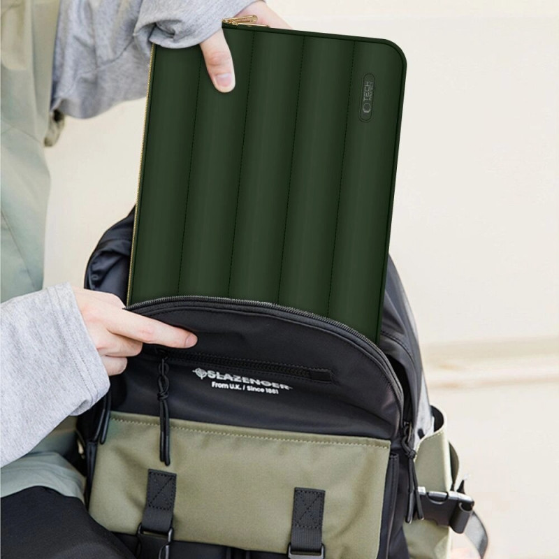 Tech-Protect Puffy portatīvā datora 15-16" maciņš ar piederumu somiņu, Army Green