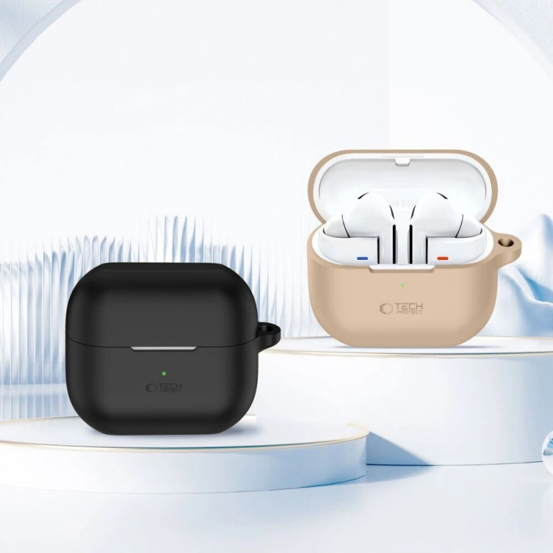 Tech-Protect silikona maciņš ar āķi Samsung Galaxy Buds 3 / 3 Pro, melns