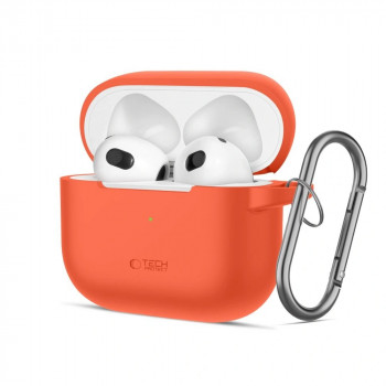 Tech-Protect Silicone Hook silikona maciņš Apple AirPods 3 ar karabīni, neona oranžs