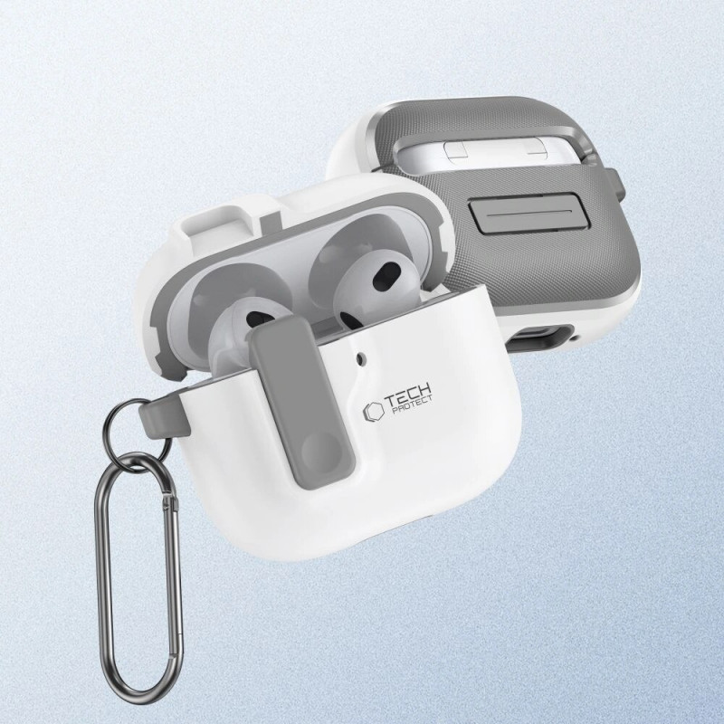 Tech-Protect slaids āķa futrālis Apple AirPods 4, balts