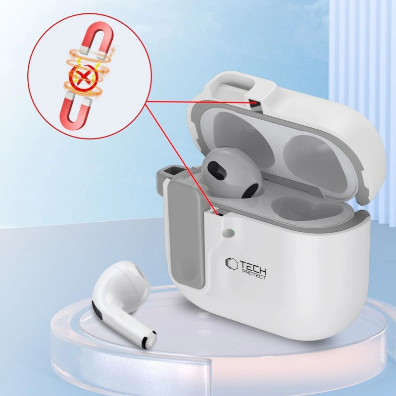 Tech-Protect slaids āķa futrālis Apple AirPods 4, balts