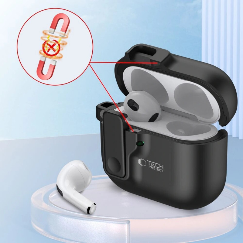 Tech-Protect plānais āķa maciņš Apple AirPods 4, melns