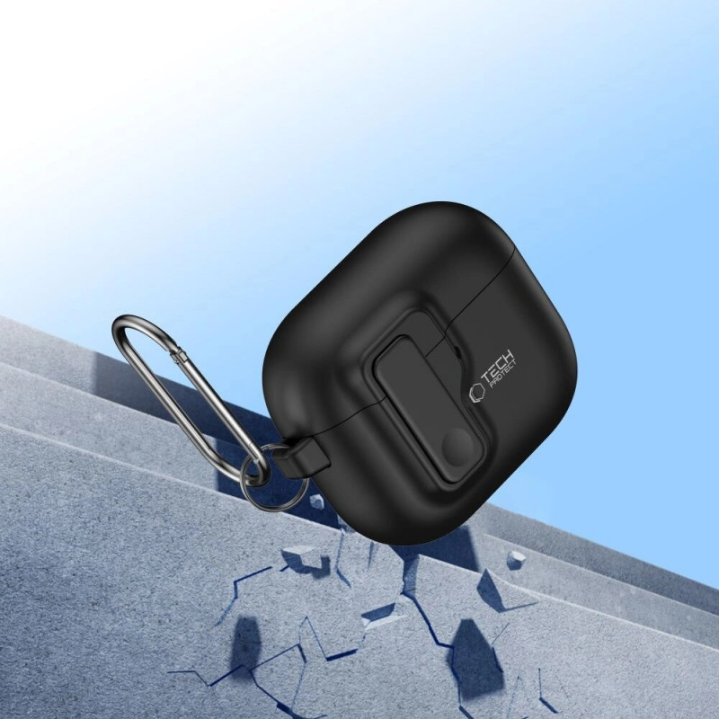 Tech-Protect plānais āķa maciņš Apple AirPods 4, melns