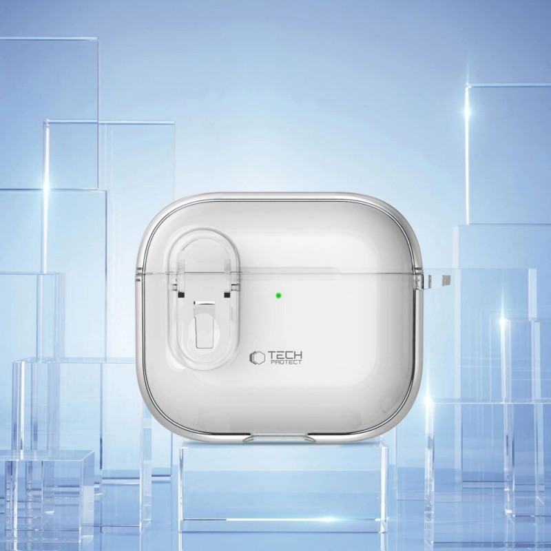 Tech-Protect Slim Hook maciņš Apple AirPods 4, caurspīdīgs