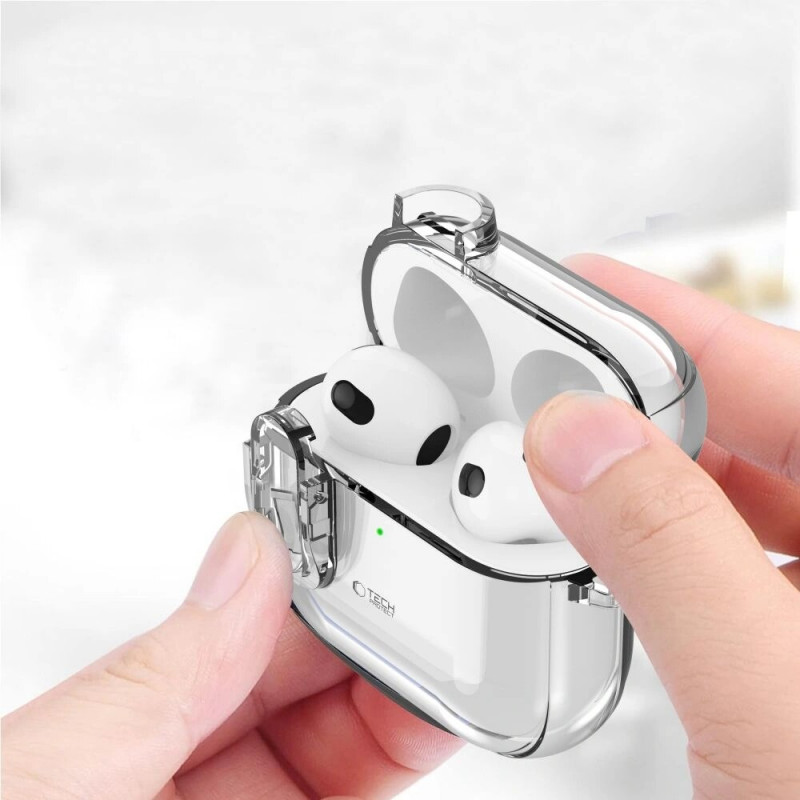 Tech-Protect Slim Hook maciņš Apple AirPods 4, caurspīdīgs