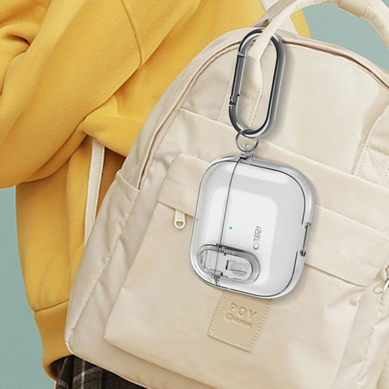 Tech-Protect Slim Hook maciņš Apple AirPods 4, caurspīdīgs