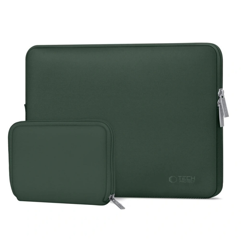 Tech-Protect NeoSlim portatīvā datora 13-14" maciņš ar piederumu somiņu, Midnight Green