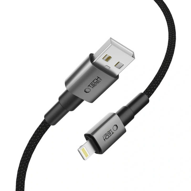 Tech-Protect Ultraboost DNA USB-A / Lightning kabelis 15W/2.4A 100 cm, Iron Grey