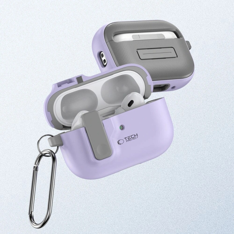 Tech-Protect Slim Hook maciņš ar karabīni Apple AirPods Pro 1 / 2, lavandas krāsā