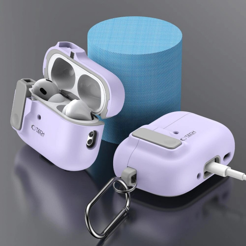 Tech-Protect Slim Hook maciņš ar karabīni Apple AirPods Pro 1 / 2, lavandas krāsā